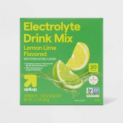Best Before: 4/2027 up&up Vegan Electrolyte Drink Mix Lemon Lime 11.3oz 20ct