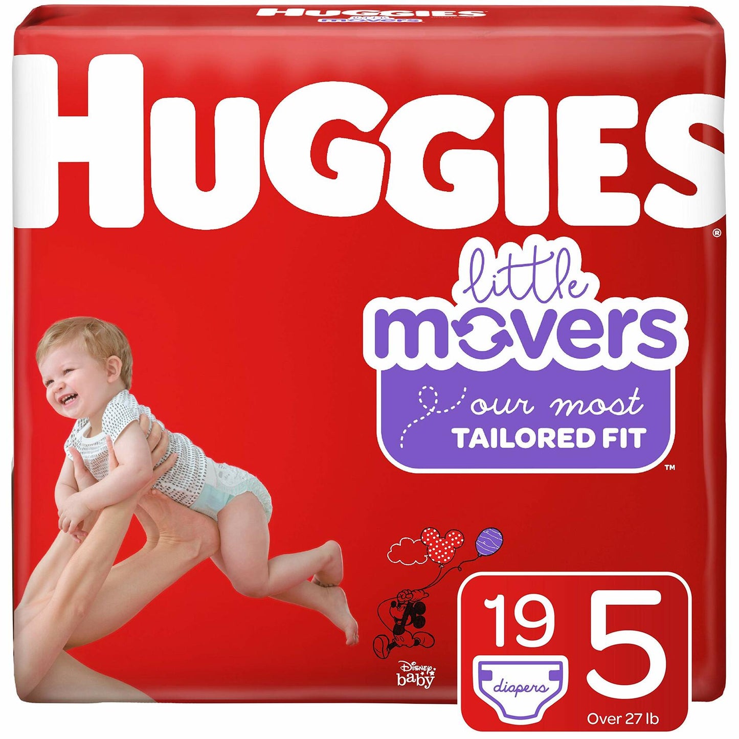 Huggies Little Movers Diapers Step 5 27+ lb 19 Ct Jumbo Pack Size 5