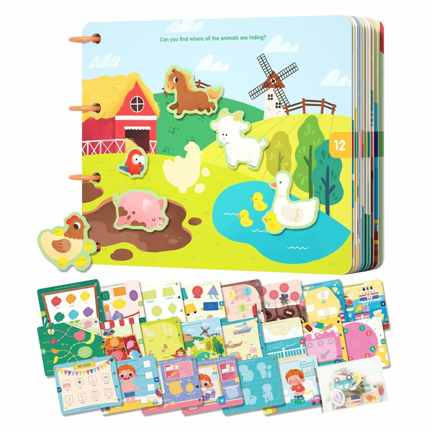 Almond Island Preschool Busy Book Montessori Learning Activity Sticker Book