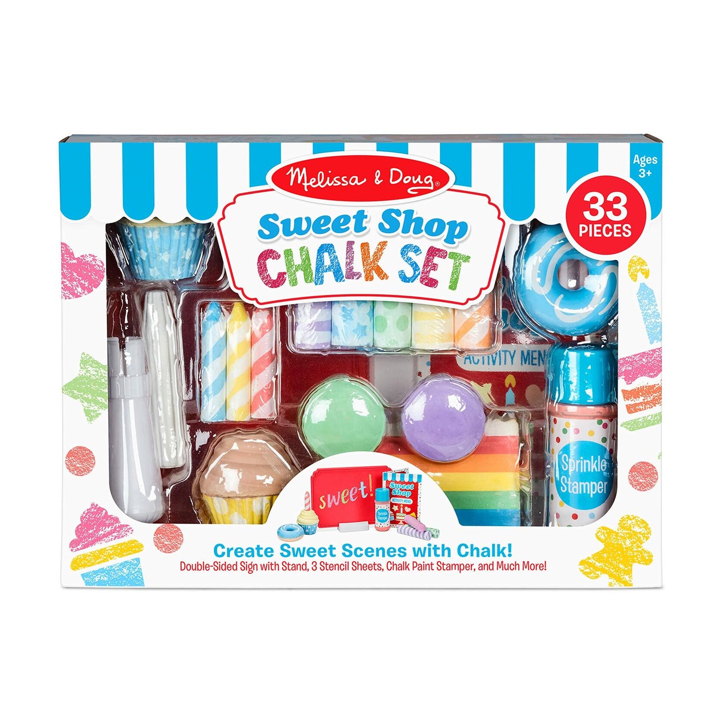Melissa & Doug Sweet Shop Multi-Colored Chalk and Holders Play Set 33pc