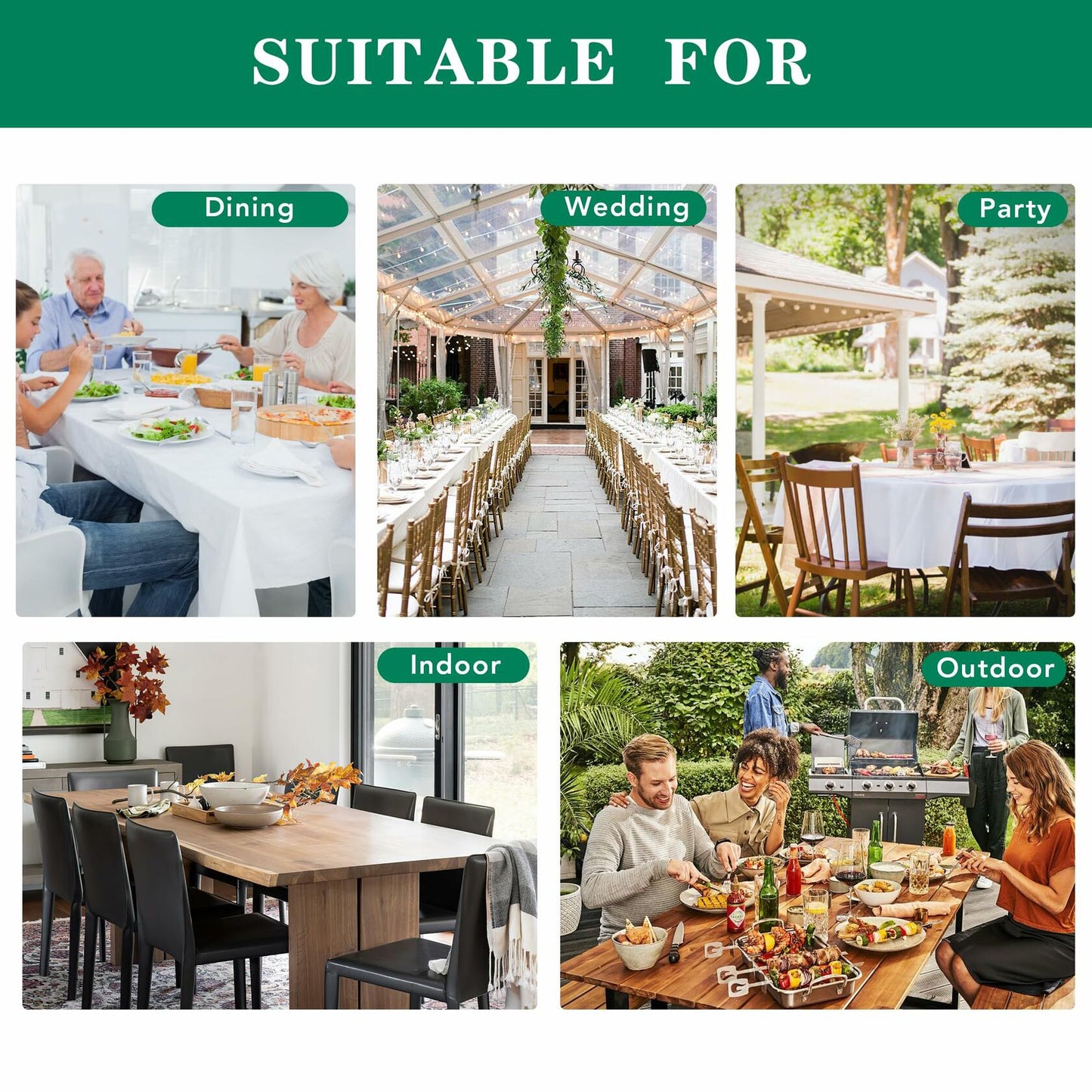 Biscaynebay 6 Pack 60" Hunter Green Textured Round Tablecloths Water Resistant