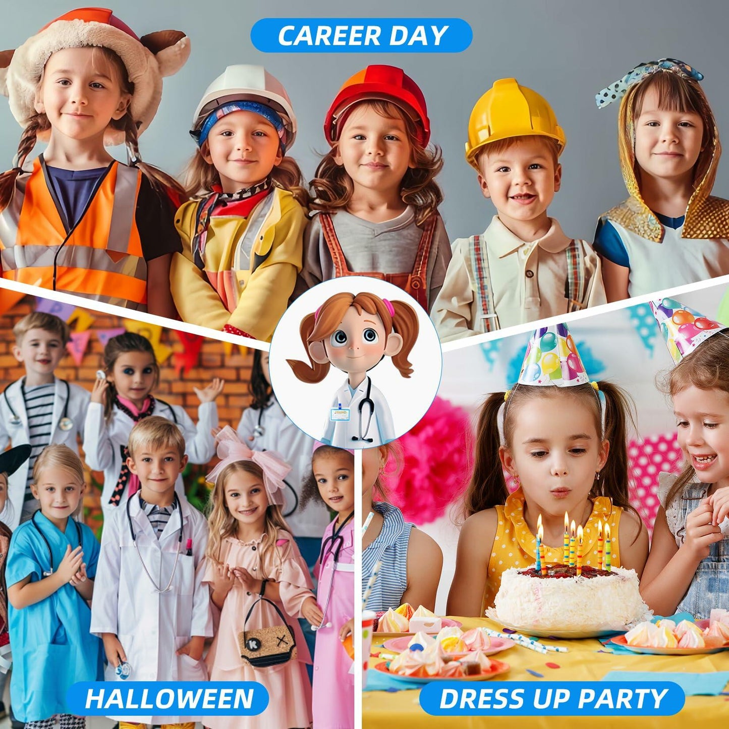 COTATERO Kids Doctor Lab Coat Scientist Costume Pink Accessories Size L