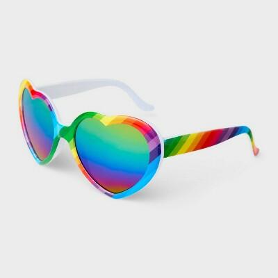 Pride Adult Rainbow Heart Sunglasses Multicolor Lens