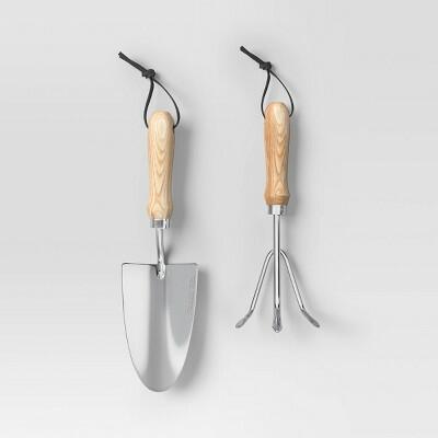 Threshold 2pc Dig Gardening Tool Set Stainless Steel Finish