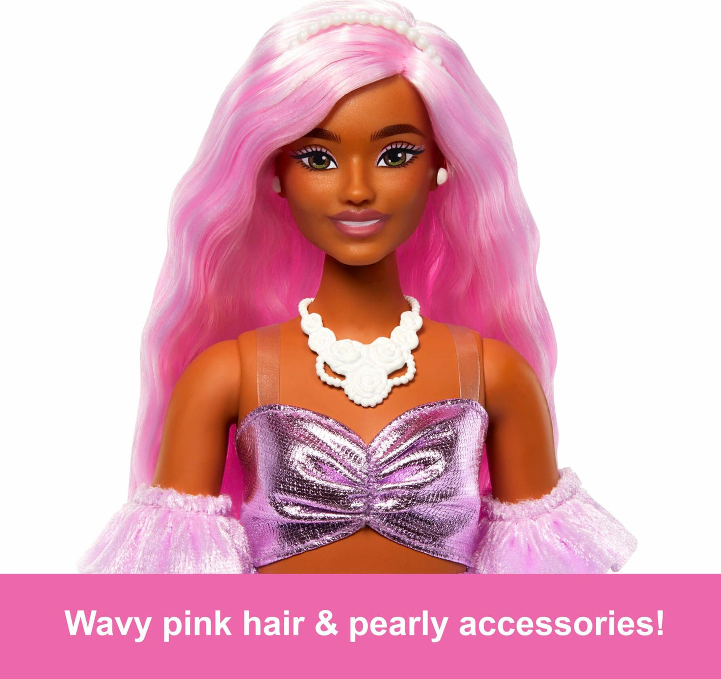 Barbie Deluxe Style Doll #1 Barbiecore Outfit Pink Hair Glossy Pink Dress