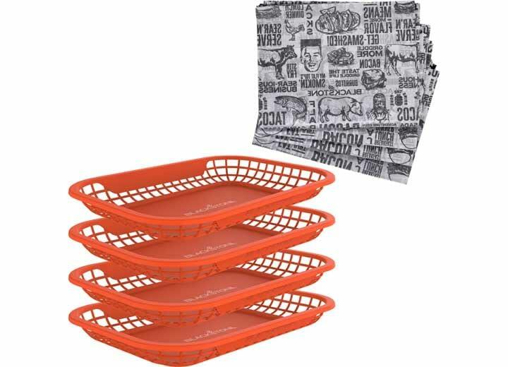 Blackstone Serving Baskets with 20 Disposable Liners, 4 Count