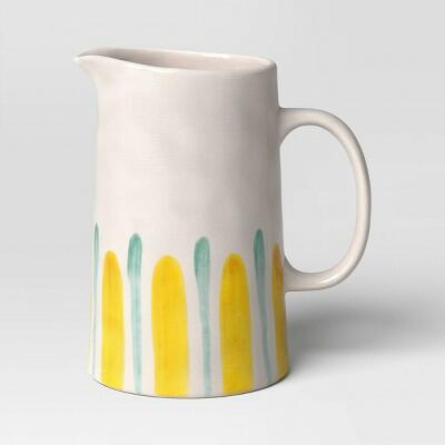 Threshold Coastal Large Stoneware Pitcher White Yellow Green 1 Pc