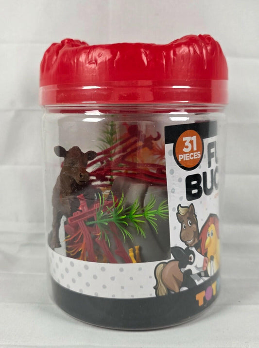 Fun Bucket Farm Animals Toy Planet 31 Pieces Multicolor China Made