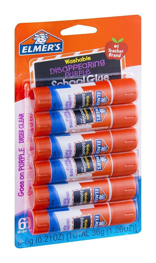 Elmer's E1560 Washable School Glue Stick 1.2oz 6 Count