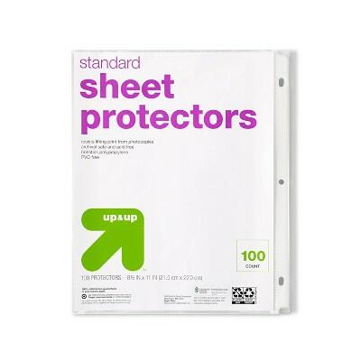 Up&up Letter Sheet Protectors Clear 8.5x11 Inch 100ct Plastic Page Protectors