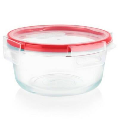 Pyrex Freshlock 4 Cup Glass Food Storage Container Clear Red Lid