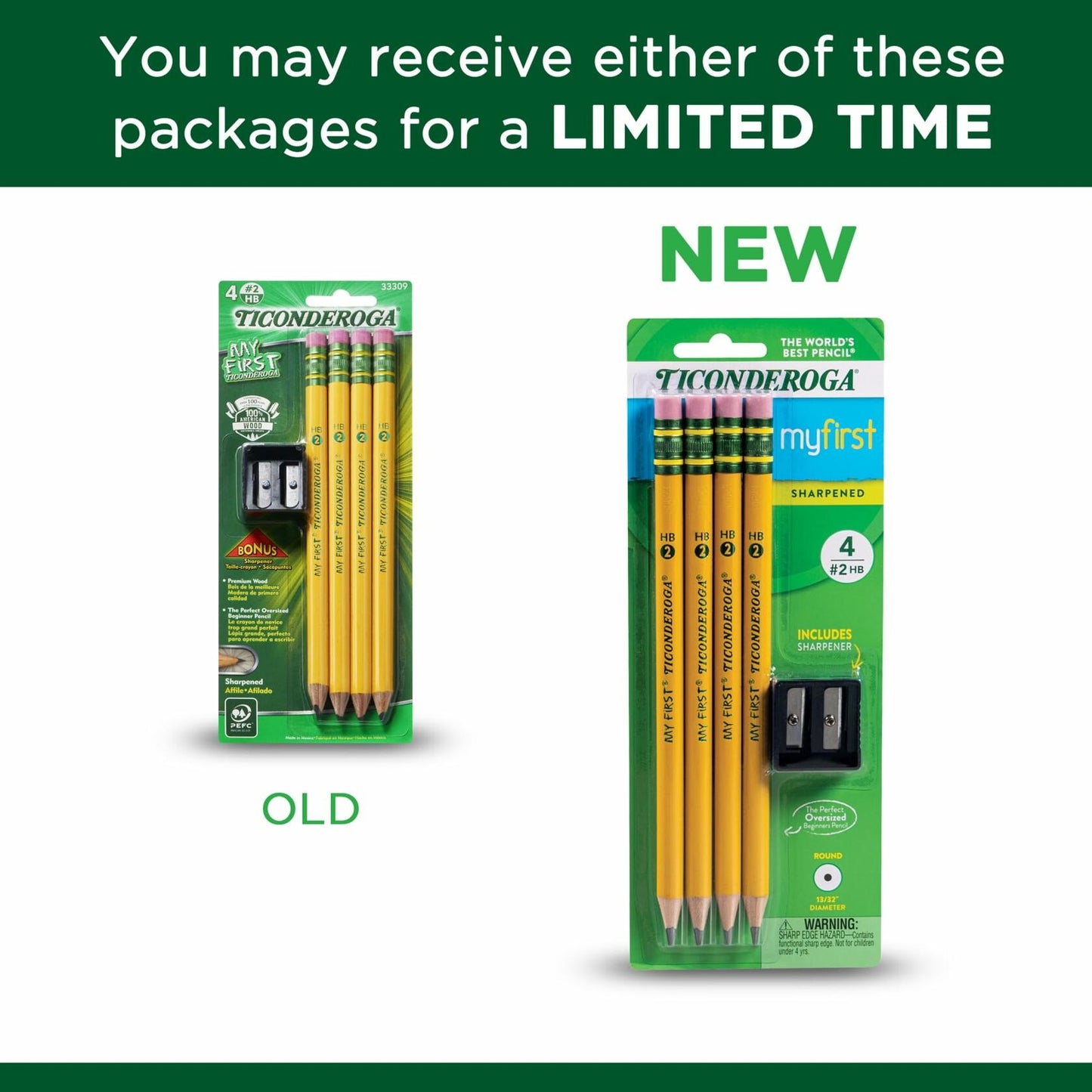 Ticonderoga My First Primary #2 Beginner Pencils Pre-Sharpened Yellow 4 Ct