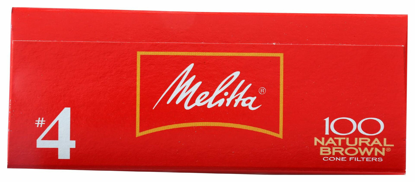 Melitta #4 Cone Coffee Filters Unbleached Natural Brown 100 Count
