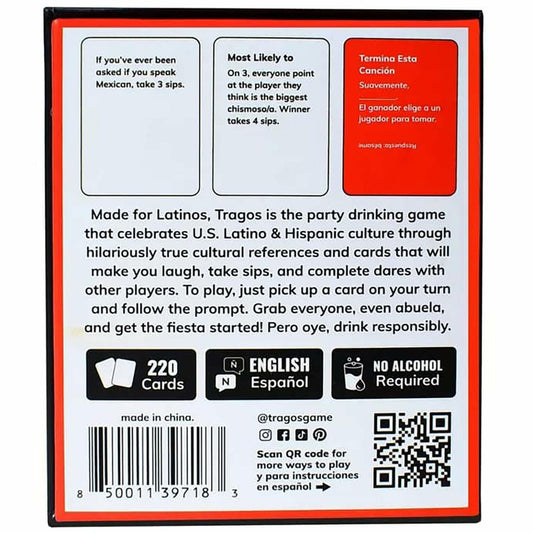 Tragos Bilingual English Y Espanol Party Game for Latinos Adult Card Game