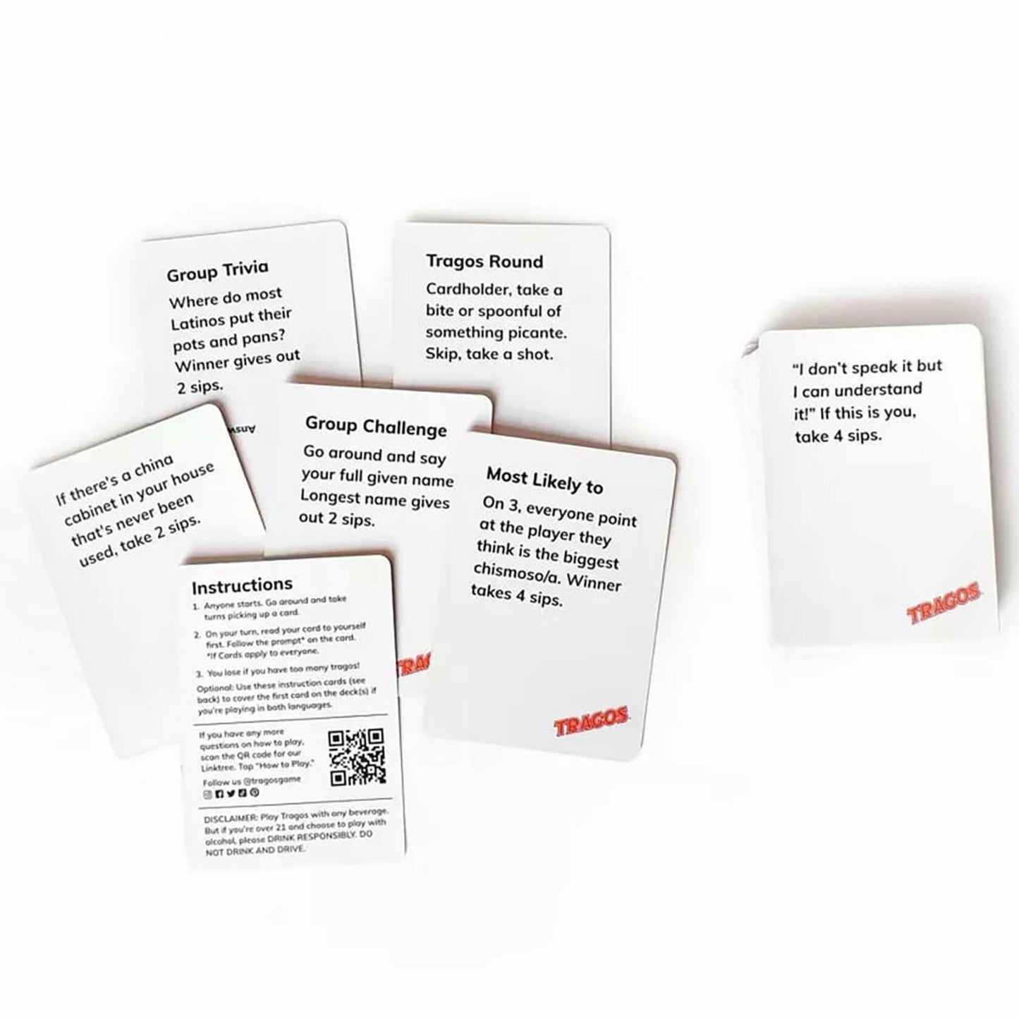 Tragos Bilingual English Y Espanol Party Game for Latinos Adult Card Game