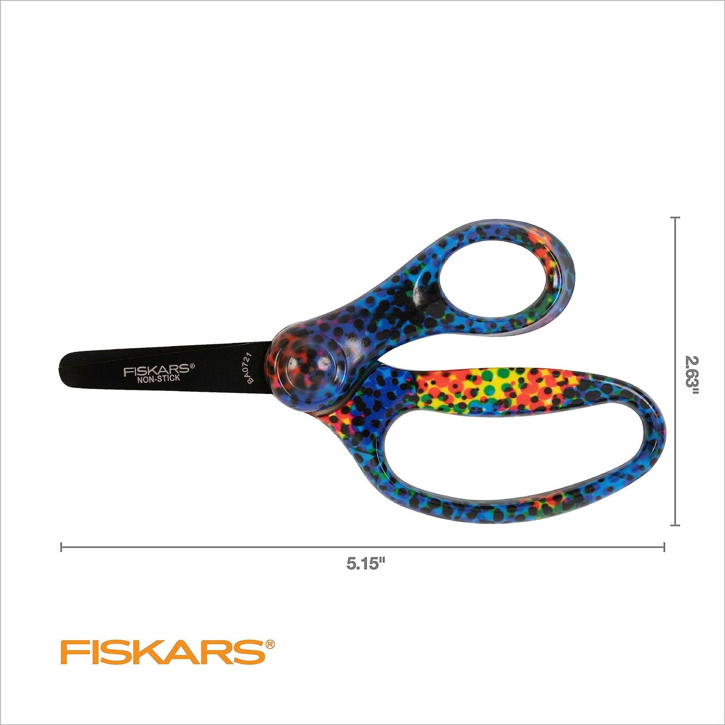 Fiskars Designer Non-stick Blunt-tip Kids Scissors 5" Bright Pixels