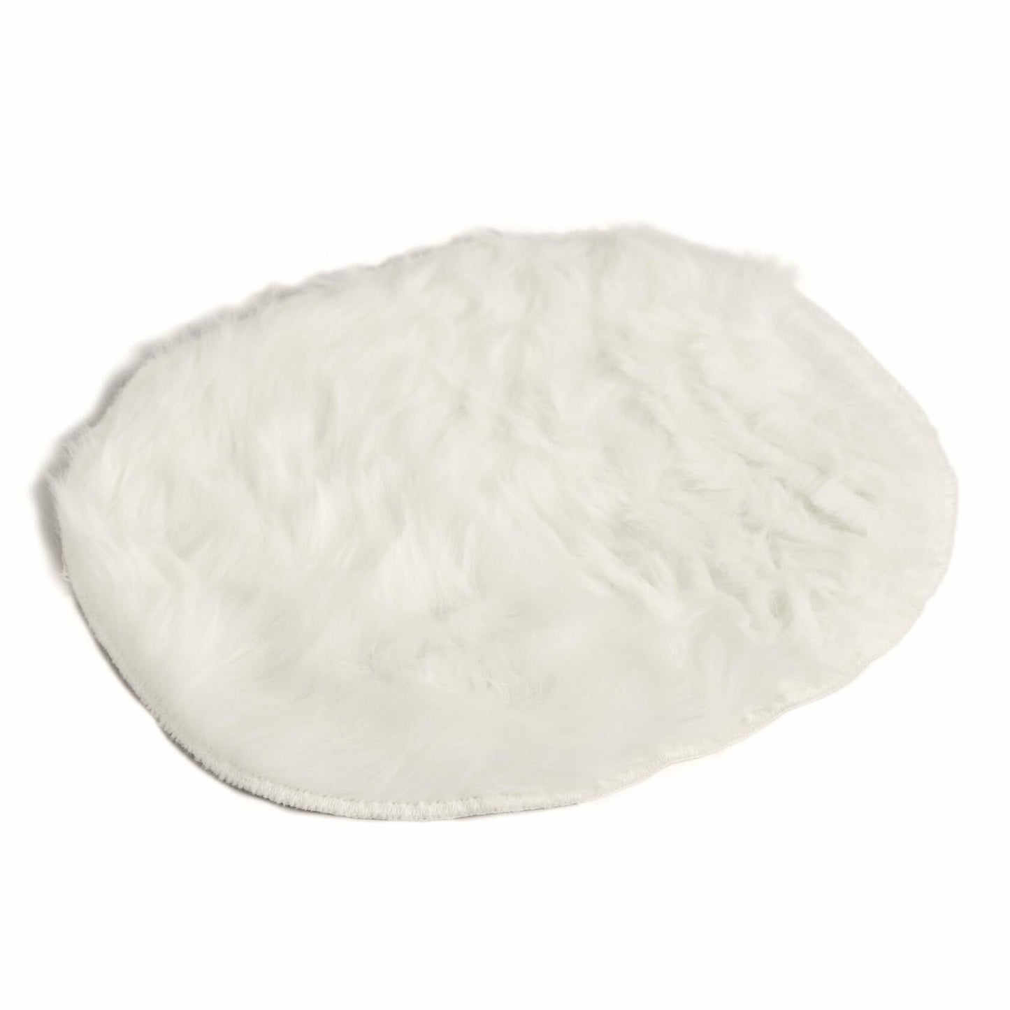 U Brands Round Fur Rug White Faux Sheepskin Soft Fluffy 3ft Diameter