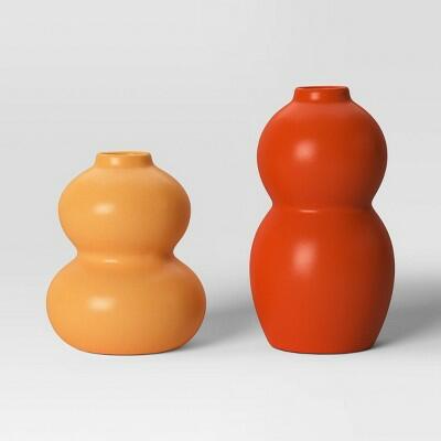 Room Essentials 2pk Bud Vase Orange - Decorative Glass Vase Set