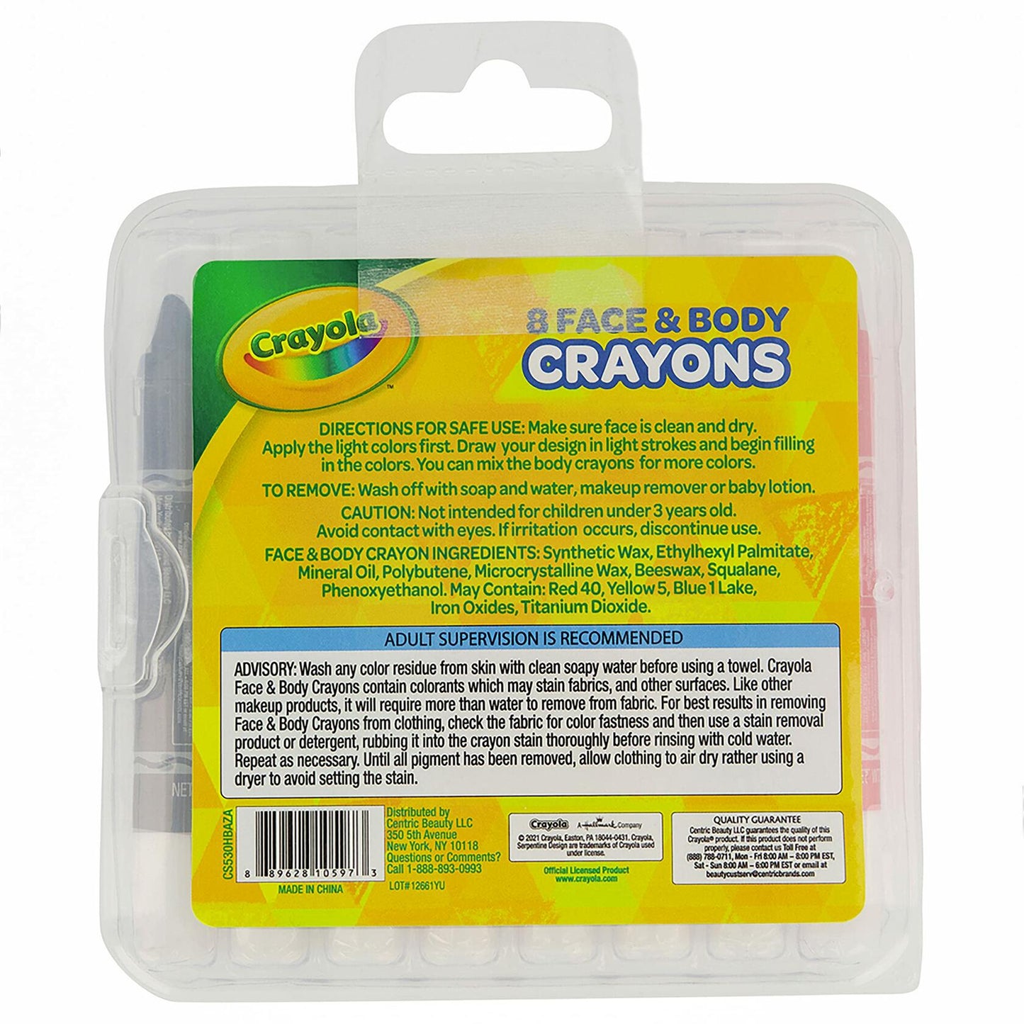 Crayola Face & Body Paint Crayons Washable Markers Pack of 8 Classic Colors