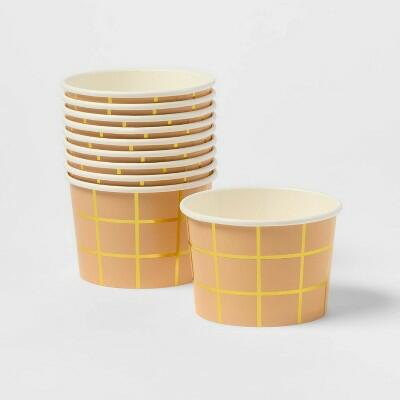 Spritz™ Metallic Treat Cups 10ct Gold Waffle Cone Print Paper Party