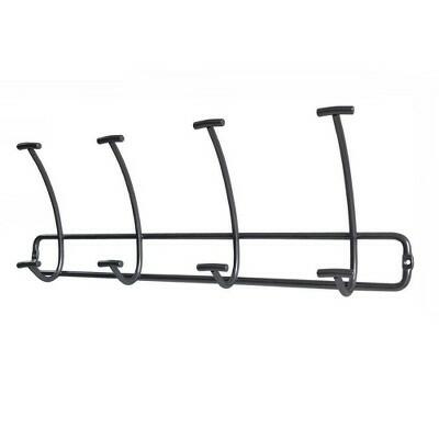 Threshold Bent Wire 4-Hook Wall Rail Coat Rack Black 18in Steel