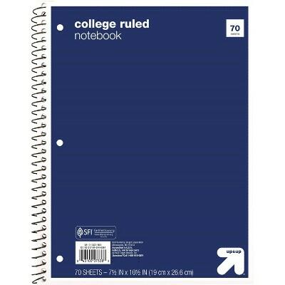 up&up™ Spiral Notebook 1 Subject College Ruled 70 Pages 7.5x10.5 Blue