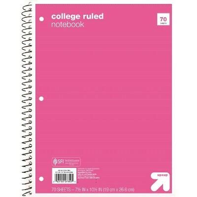 up&up™ Spiral Notebook 1 Subject College Ruled 70 Pages 7.5x10.5 Pink
