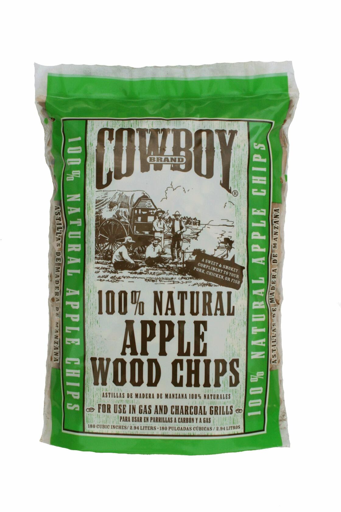 Cowboy 180 Cubic Inch Apple Wood Chips 1.68 lb Smoking BBQ Flavor