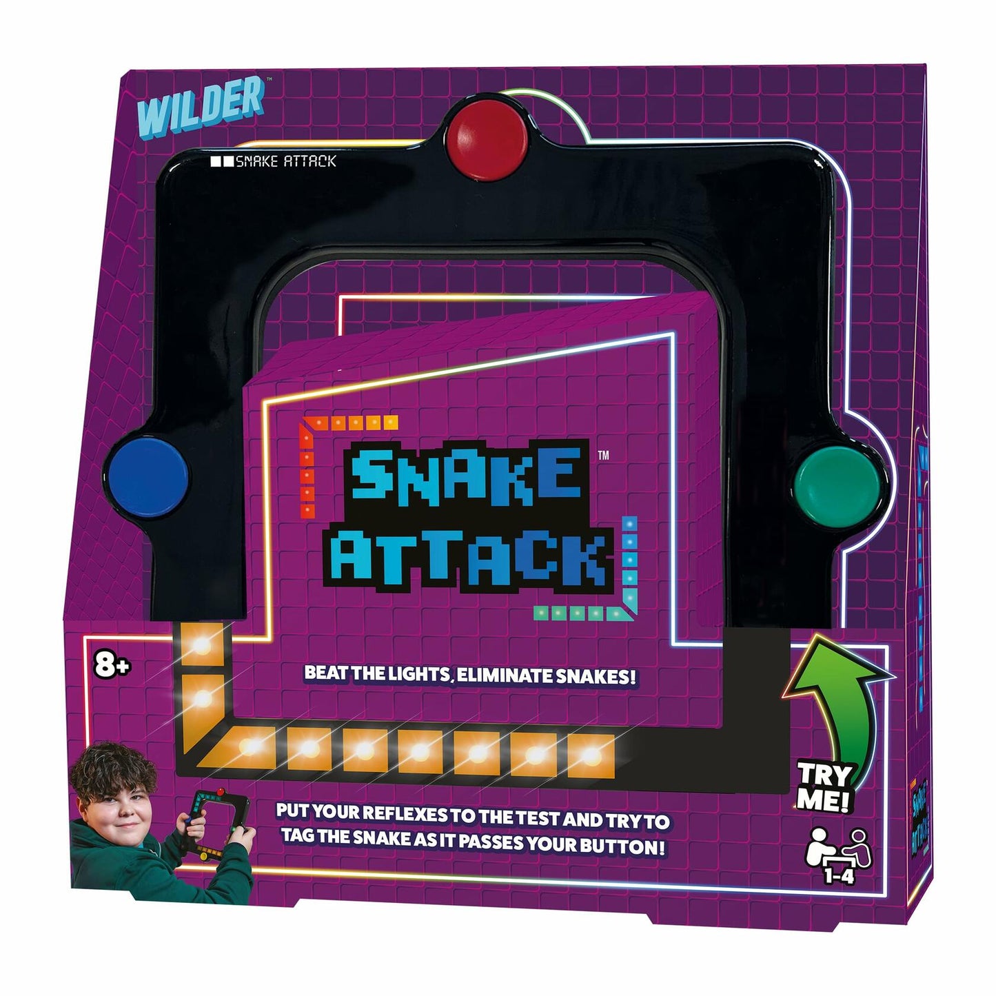 Snake Attack Electronic Handheld Game Solo Multiplayer Reflex Kids 8+