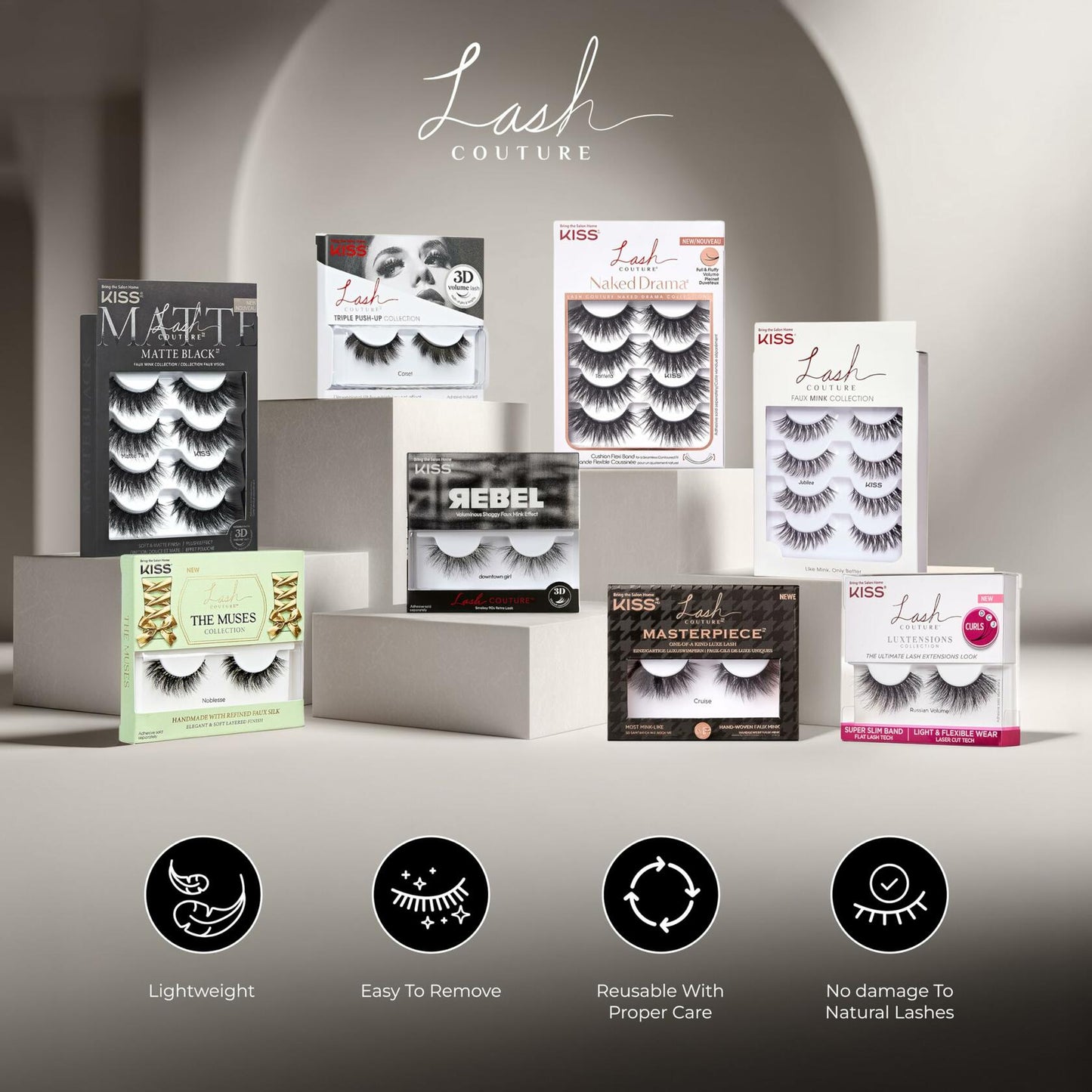 KISS Lash Couture Naked Drama False Eyelashes Cruise 16mm 4 Pairs