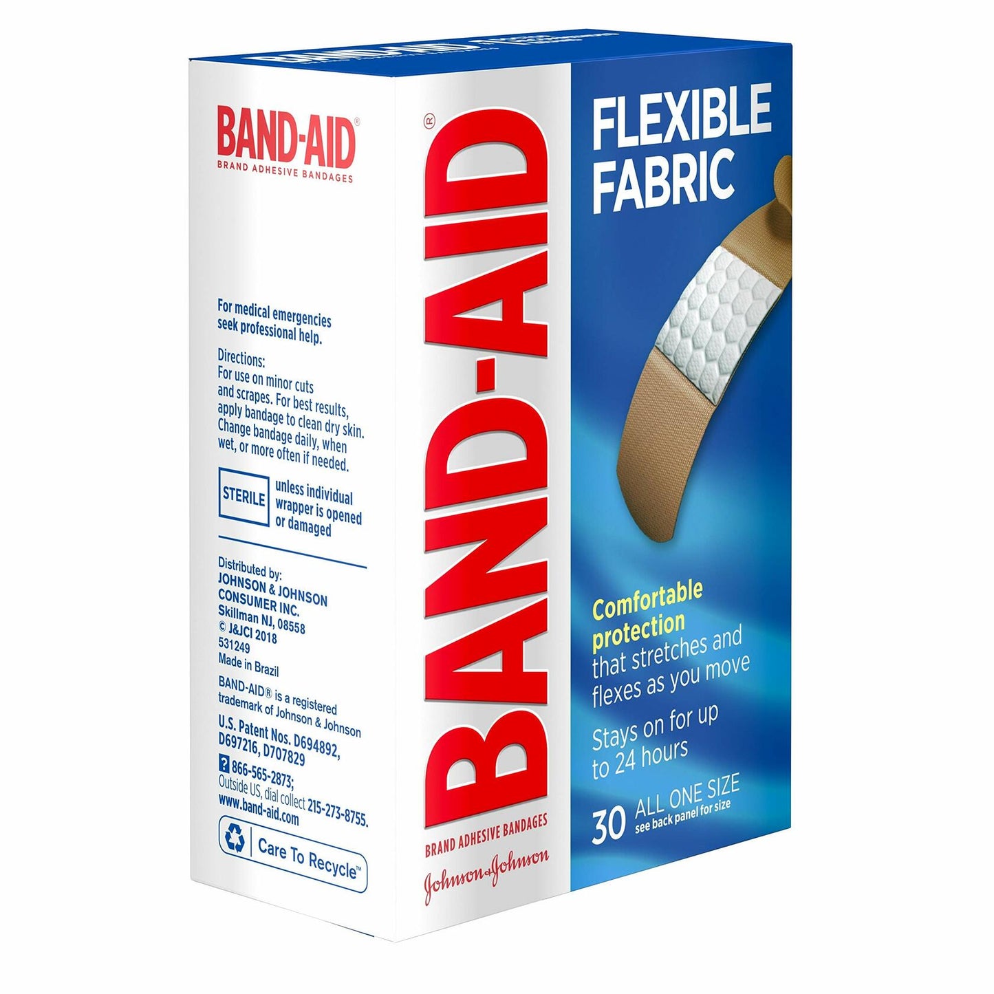 Band-Aid Flexible Fabric Adhesive Bandages All One Size 30 ct