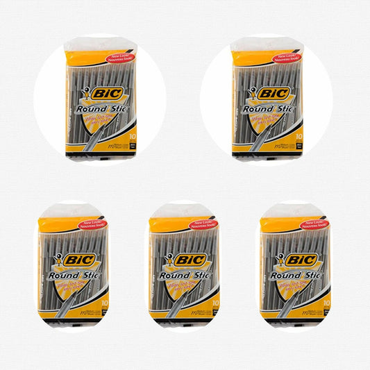 BIC Round Stic Xtra Life Ballpoint Pen 1.0mm Black 10 Count
