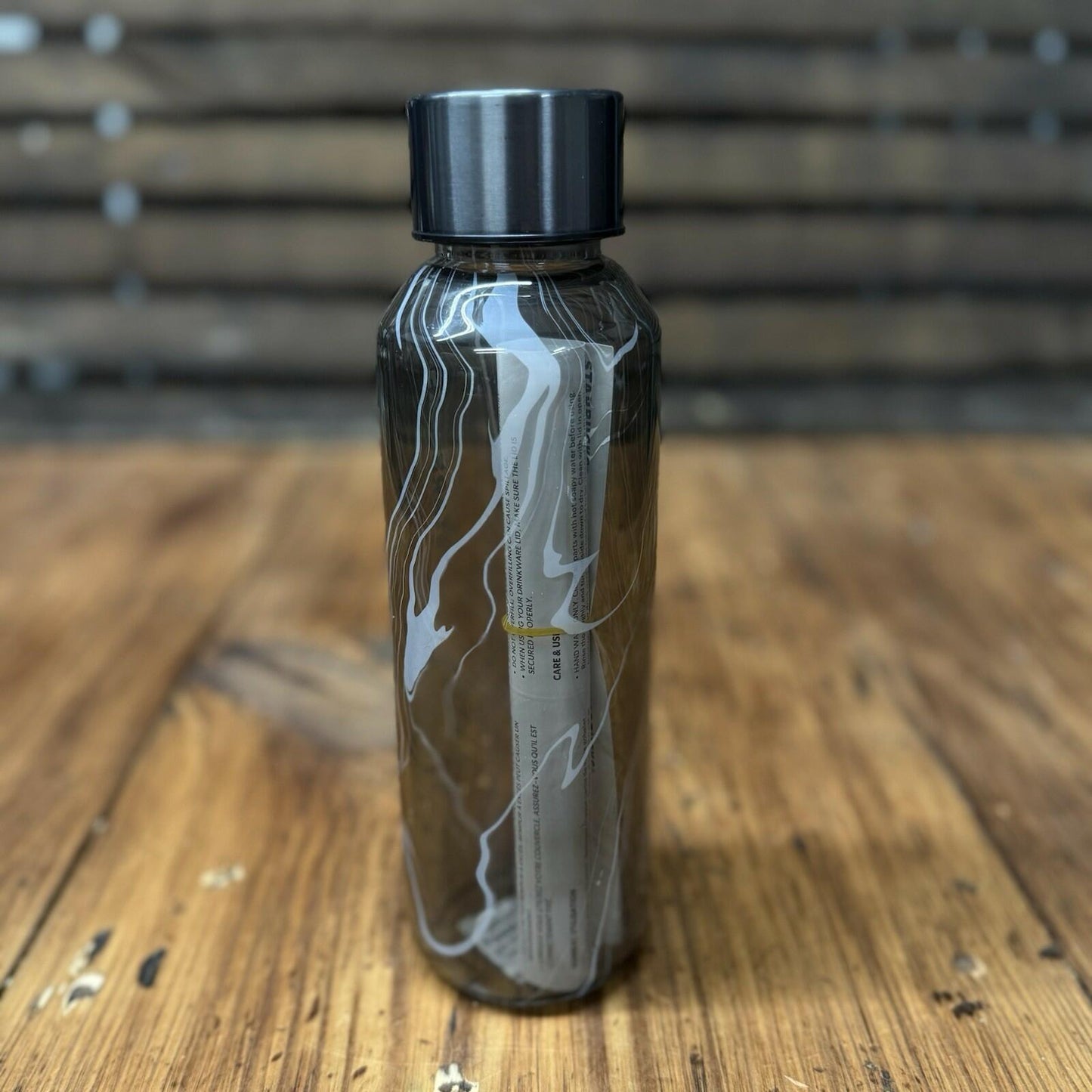 Starbucks Glass Tumbler Black Gray Waves Transparent Charcoal 16oz