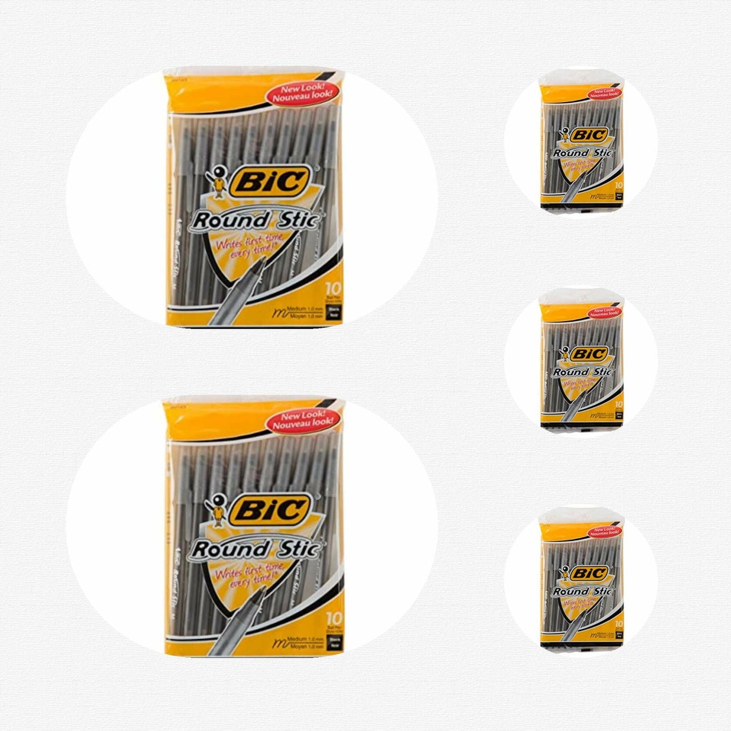 BIC Round Stic Xtra Life Ballpoint Pen 1.0mm Black 10 Count