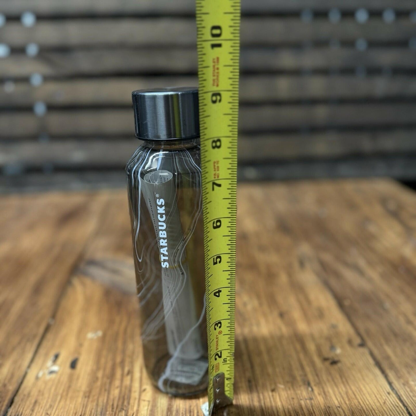 Starbucks Glass Tumbler Black Gray Waves Transparent Charcoal 16oz