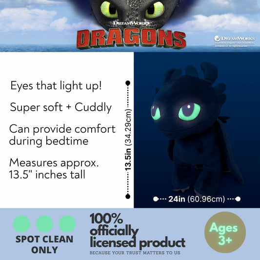 Franco How to Train Your Dragon Toothless Cozy Pillow Buddy Light Up Eyes