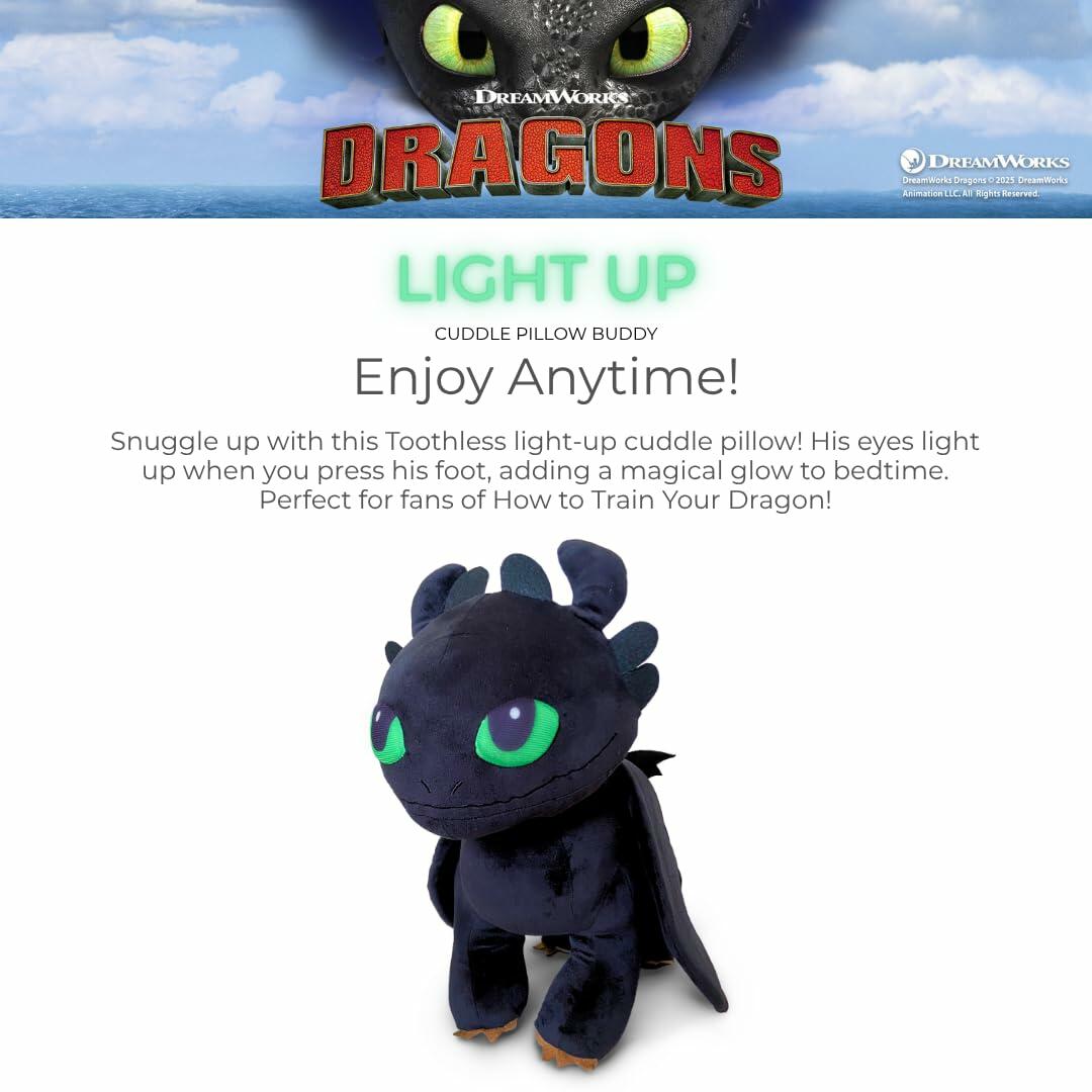 Franco How to Train Your Dragon Toothless Cozy Pillow Buddy Light Up Eyes