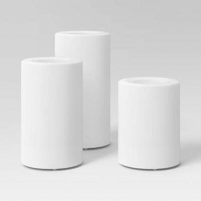 Threshold 3pc AA LED Plastic Flameless Pillar Candles White Timer Remote
