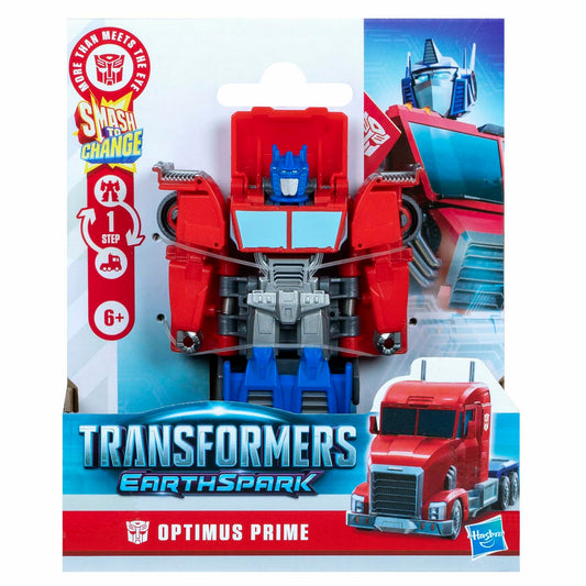 Transformers EarthSpark 1-Step Smash Changers Optimus Prime 4-Inch Action Figure