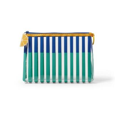 Brightroom 2 Color Striped Silicone Pouch Blue Teal Green and Blue