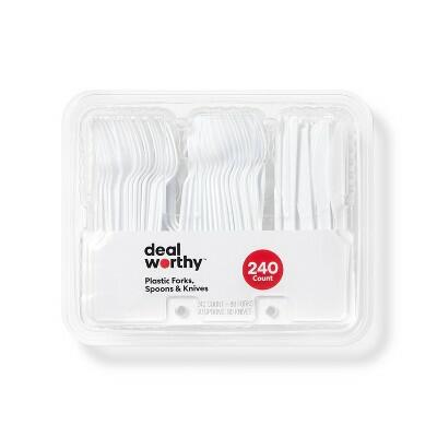Dealworthy Plastic Forks Spoons Knives 240ct Disposable Cutlery Set