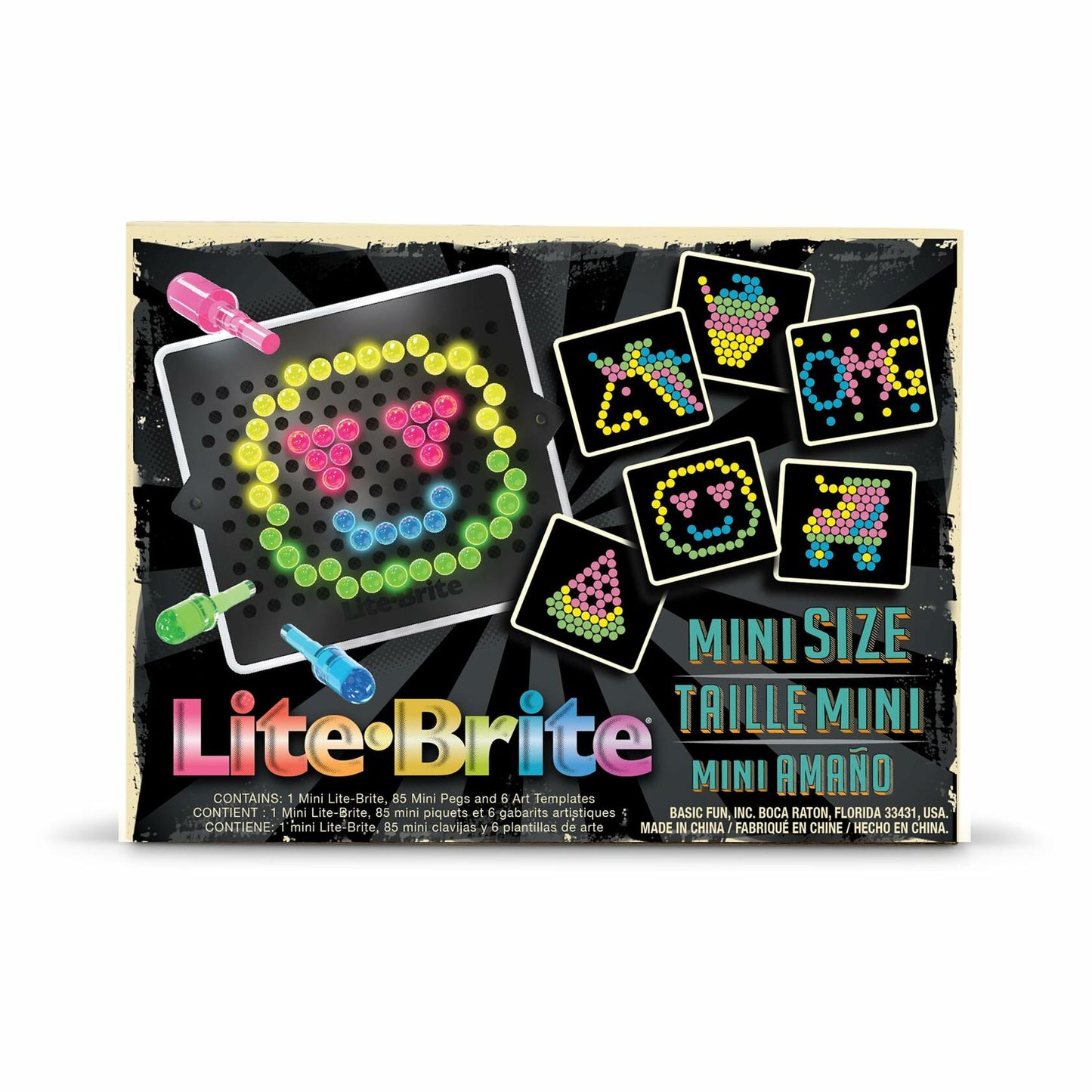 Basic Fun Mini Lite Brite Refresh 90 Pieces Colorful Pegs Light Up Toy
