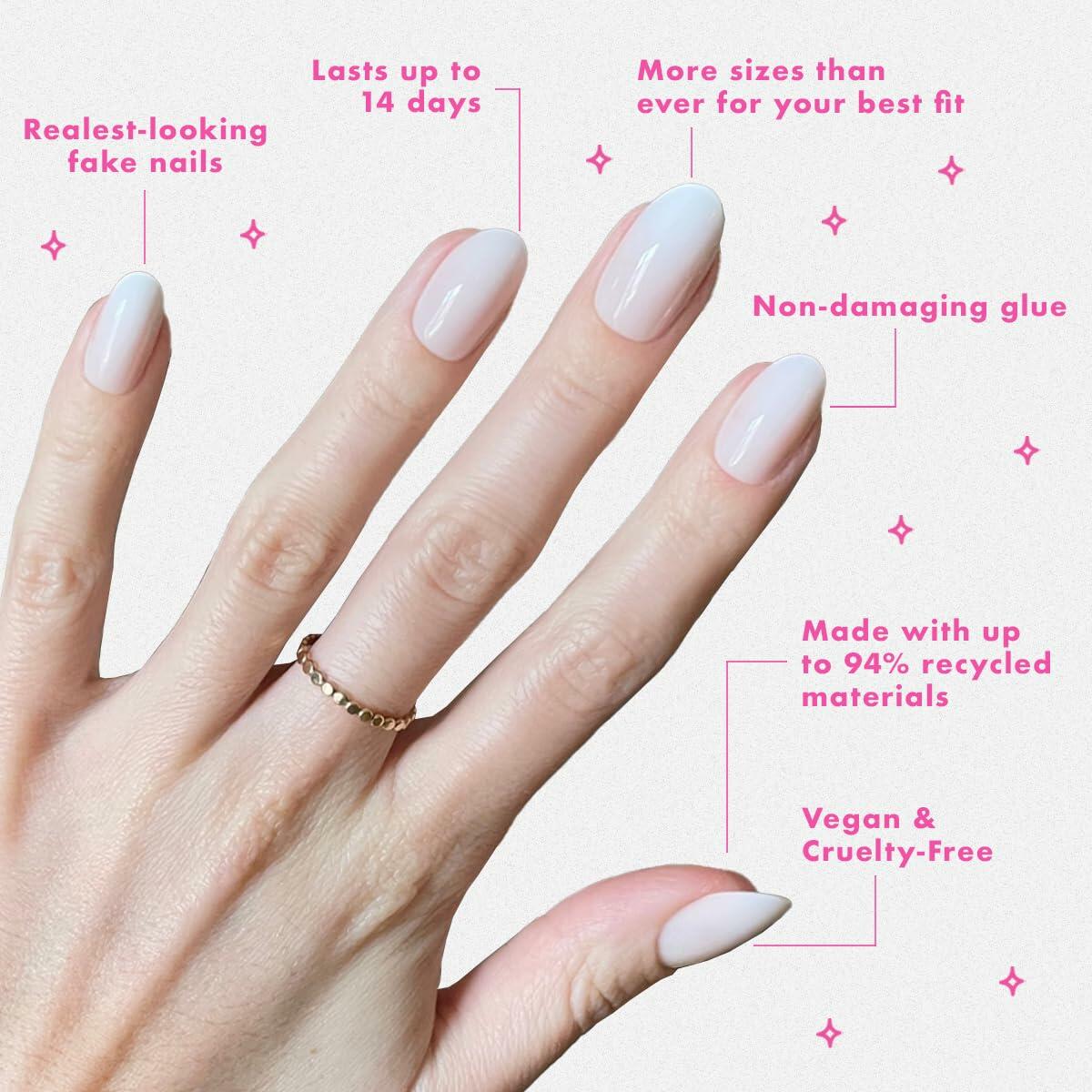Olive & June Press-On Nails Medium Oval 42ct Pure White Syrup Gradient
