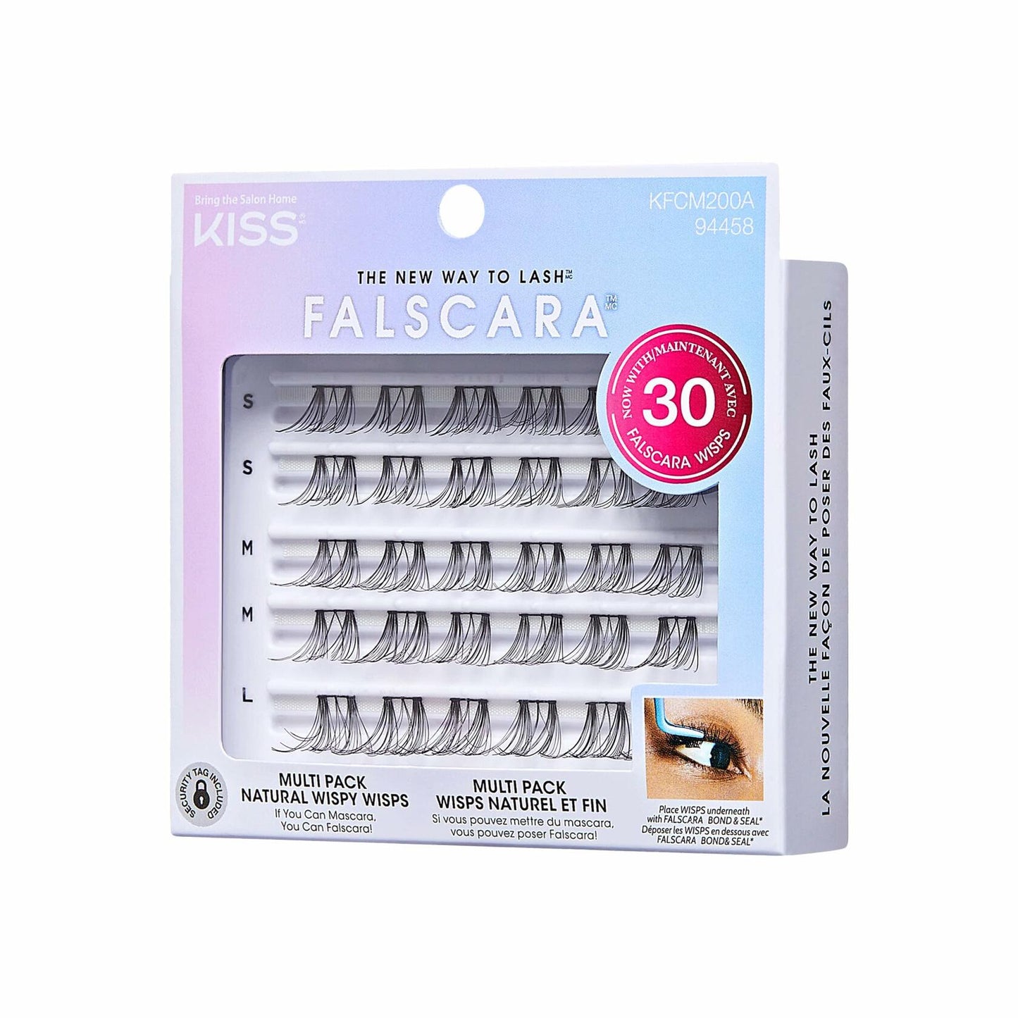 KISS Lash Extension Kit Natural Wispy Wisps 10-12-14mm Black 30 Clusters