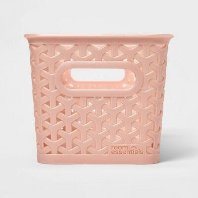 Room Essentials Y-Weave Half Medium Decorative Storage Basket Metallic Blush