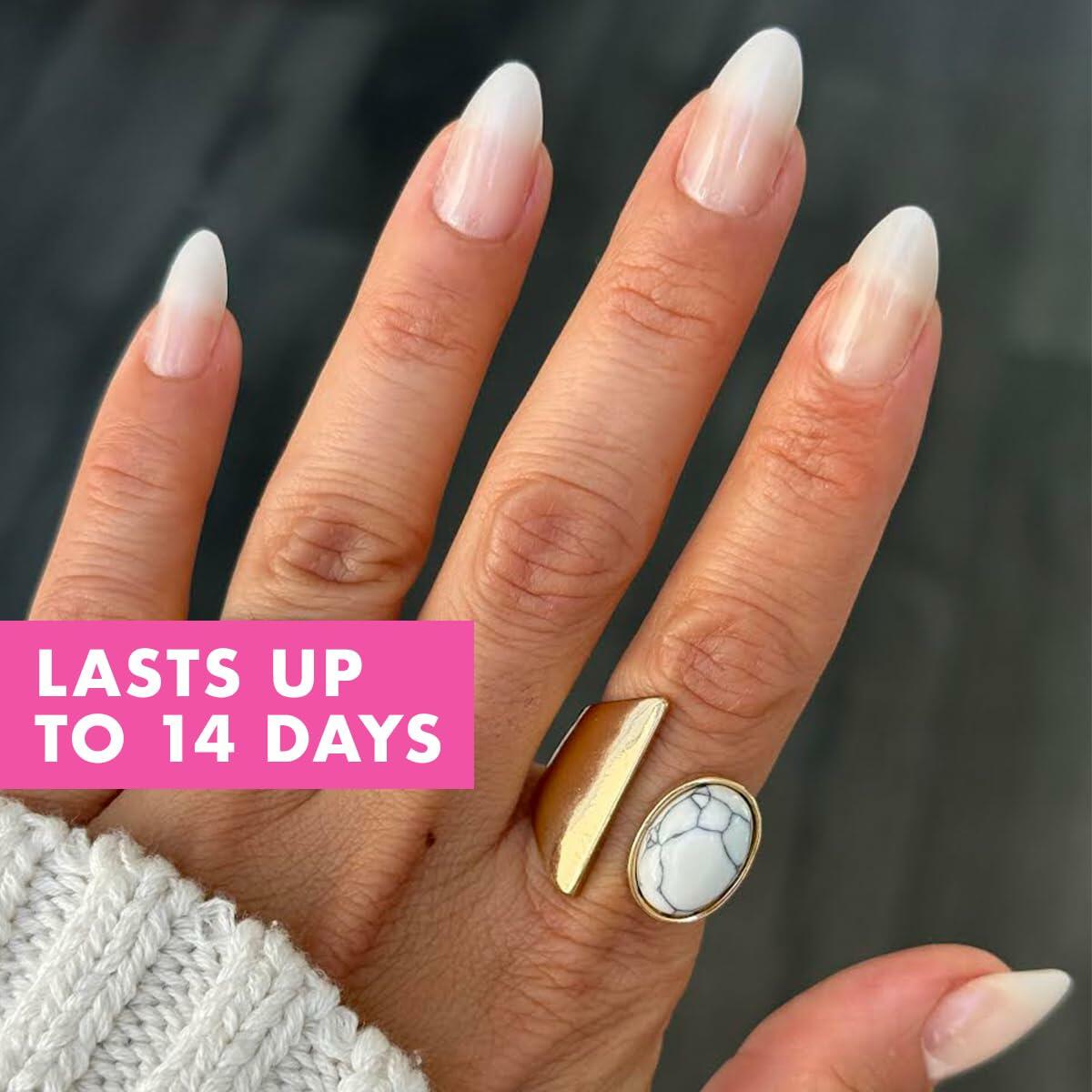 Olive & June Press-On Nails Medium Oval 42ct Pure White Syrup Gradient