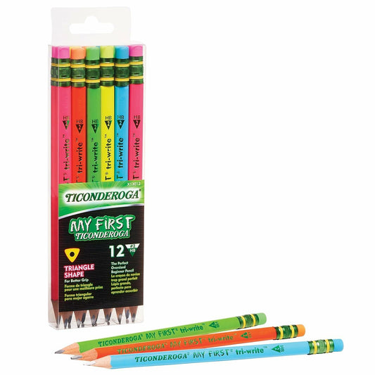 Ticonderoga My First Tri-Write Pre-Sharpened #2 Pencils Neon 12 Pack