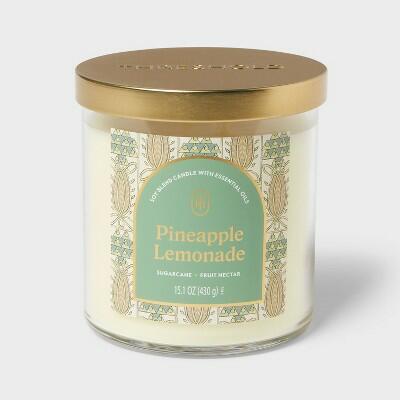 Threshold 2-Wick Glass Jar Candle Pineapple Lemonade 15.1oz with Lid