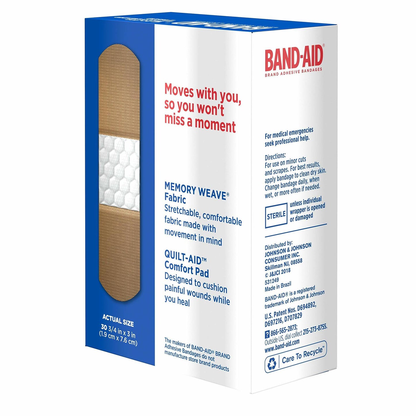Band-Aid Flexible Fabric Adhesive Bandages All One Size 30 ct