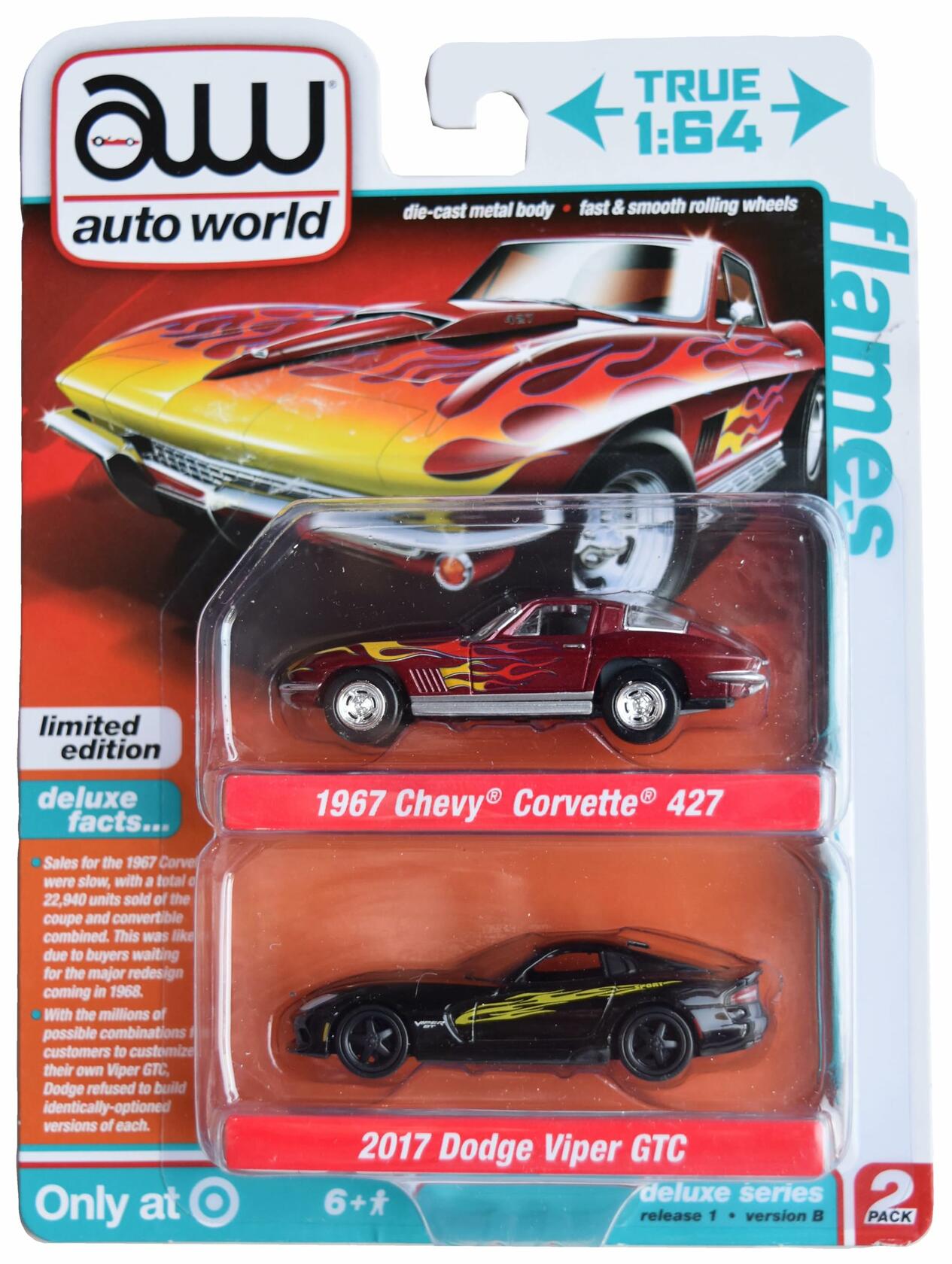 Auto World 1967 Chevy Corvette 427 & 2017 Dodge Viper GTC 1:64 2 Pack